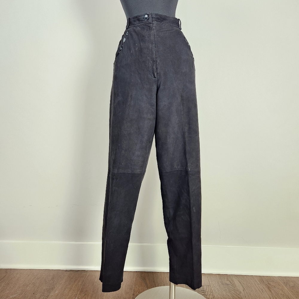 VTG YSL black nubuck leather pants
